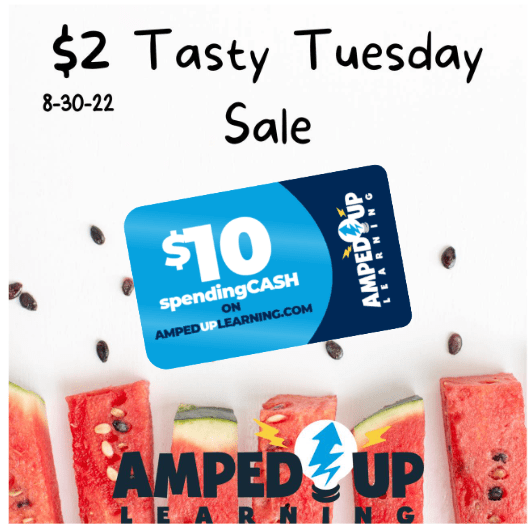 Amped Up Learning $2 Tasty Tuesday Sale & $10 Gift Card Giveaway Tomorrow!