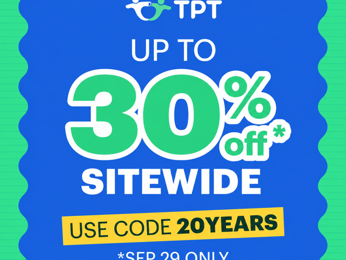 TPT 20th Anniversary Sale Tomorrow Only!  ⏰